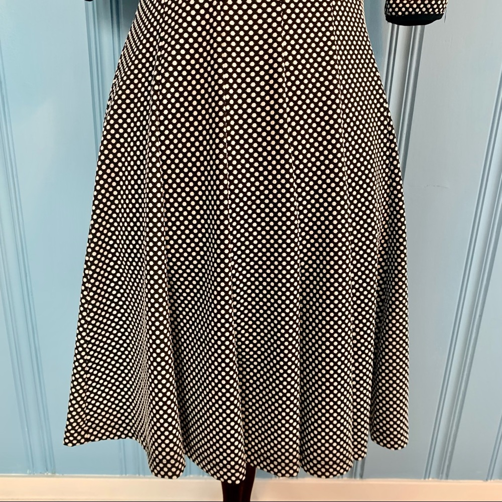 Julian Taylor Dress Black with White Polka Dots Short Sleeve Full Skirt -Size 8 - Picture 4 of 13